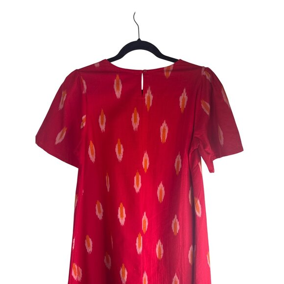 2/$30 Mata Traders Small Cherry Red Ikat A-Line Dress 100% Cotton NWT - Picture 11 of 14